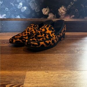 Women’s Leopard Print Velvet Loafers - Orange/Black